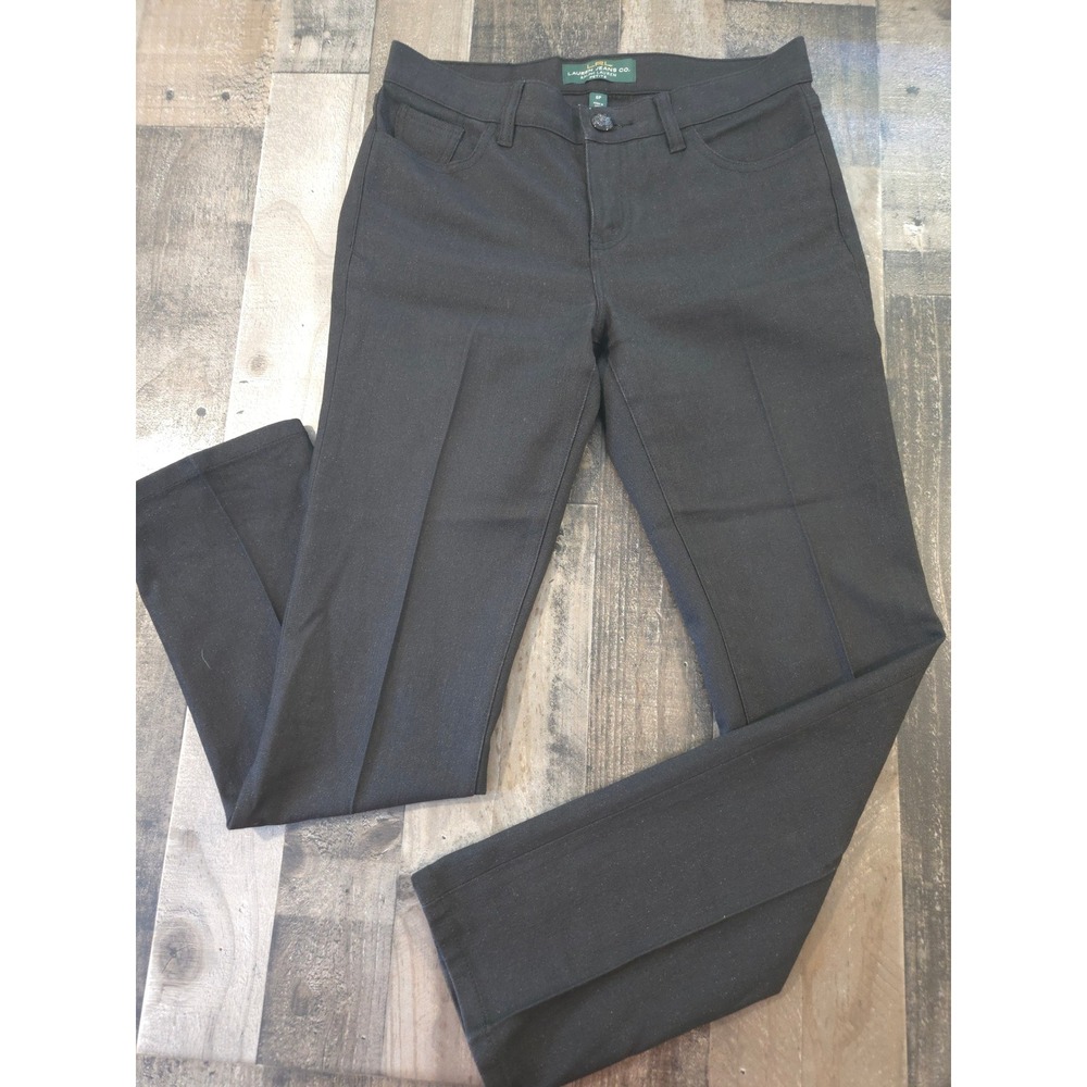 Lauren Ralph Lauren Snake Embroidered Shimmer Black Straight Leg Jeans 6P Petite